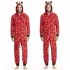 Family Christmas Matching Pyjama's Moeder Dad en Kinderen Nachtkleding Familie Bijpassende Hooded Jumpsuits Christmas Deers Snowflake Printed Family Look