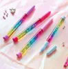 Cute 0.5mm Fairy Stick Ballpoint Pen Drift Sand Glitter Crystal Pen Rainbow Color Creative Ball Pen Kids Gift Novelty Stationery GB17