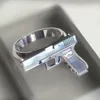 Zilveren Pistool Imitatie Ring Verklaring 316L Rvs Pistool Ring Polijsten Motorfiets Cowboy Biker Punk Mannen Vrouwen Cool Ring