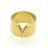 Marca inteira 316L joias de aço titânio anéis inteiros em V para mulheres joias de anel de casamento goldsilver color8487218