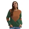 winter 2019 hit color stitching round neck long-sleeved T-shirt wholesale explosion models in Europe and America