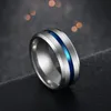 8 millimetri di titanio Groove anello per gli uomini neri Blue Rainbow Wedding Bands Anelli maschio all'ingrosso dei monili