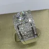 Choucong nova chegada deluxe jóias 925 prata esterlina corte redondo branco topázio cz diamante pedras preciosas feminino casamento banda rin2661