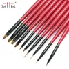 Manicure pen set, grote rode kegel handvat, 10 sets kleur schilderij pen, carving pen, licht therapie pen, schrijf set