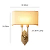 French Style Wall Lamp All Copper American Bedroom Bedside Lamp Study Hall Background Bedside Corridor Aisle Fabric Shade Wall Light