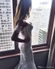 Ny Ankomst Sex Lace Mermaid Bröllopsklänningar Sweetheart Appliques Lång Custom Made Bröllopsklänning Med Knappar Tillbaka