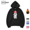 Winter heren senpai anime meisje ontwerp print fleece hoodies sweatshirts herfst unisex grappige zwarte hoody kleding