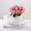 12 sztuk / partii Sztuczne Rose Kwiaty Bukiet Ślubny Jedwab Róża Kwiaty Dla Home Decor Wedding Party Decoration Fake Flower