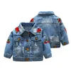 Perakende kış bebek kız ceket çiçek işlemeli denim ceketler katlar çocuk moda lüks tasarımcı markası jean açık ceket bezi1216476