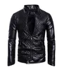 Mode- hommes noir rouge en cuir PU veste mince manteaux hommes décontracté fermeture éclair moto en cuir veste pour automne hiver S-3XL