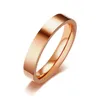 Anillo clásico Unisex de 4mm, alianza Simple de acero inoxidable para mujeres y hombres, joyería de moda, banda de boda de Color oro rosa