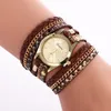 Modehorloge Kleurrijke Vintage Horloges Weave Wrap Klinknagel Dames Lederen Armband Horloges Kettingjurk Horloges voor Dames Dames DHL GRATIS