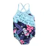 아기 여자 수영복 꽃 여자 수영복 원피스 뻗 수영복 어린이 서스펜더 수영 의류 여름 수영 의상 DHW3226
