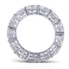 Vecalon 925 Sterling Silver Eternity Pierścień 6mm 5A Cyrkon Sona CZ Zaręczynowy Zespół Ślubny Pierścienie Dla Kobiet Bridal Finger Biżuteria J190721