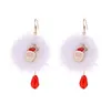 Mode Santa Elch Nette Weiße Wolle Ball Roten Kristall Anhänger Ohrringe Weibliche Weihnachtsgeschenk Schmuck Weihnachten Mode Ohrringe GB1368