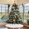 White Plush Christmas Tree Skirt Carpet Large Snowy White Faux Fur Floor Mat Xmas Decorations New Year Ornaments 48 inches JK1910