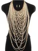 Мультислойное кисточка ожерелье супер длинные подвески ожерелье женские жемчужные колье ожерелья в корпус ювелирные изделия золотые / серебряные цепи плеча