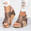Venta caliente-Sandalias de Mujer 2019 Sandalias de plataforma Zapatos de cuña para Mujer Tacones Sandalias Mujer Zapatos de verano Sandalias de tacón de cuña de cuero 43