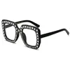 Nuevo Long Keeper 2019 Gafas de sol de ojo de gato de marca internacional para mujer Sra. Crystal Diamond Square Marco grande Gafas retro HD UV400