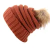 14 Farben Frauen Mädchen Winter Strickmütze Kunstpelzmütze Pom Ball Häkelmützen Strickmütze Skully Warm Ski Trendy Soft Thick Caps M880