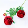 Moda 3 głowy 65 * 8 cm sztuczne kwiaty piwonia bukiet 12Colors jedwabny bukiet ślubny żywy fałszywy róża do ślubu T2i256