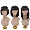 Ishow Short Bob Wigs Straight Human Hair Wigs with Bangs Loose Body Peruvian None Lace Wigs Indian Hair Malaysian