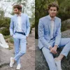 Light Sky Blue Mens Suits Country Wedding Tuxedos Men Formell Casual Suit Groom Wear Young Graduation Suits Jackets Pants281a