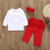 Rompers 3st Toddler Kids Baby Girl Spädbarnskläder Tshirt Top Ruffle Pants Outfit Set Tracksuit gratis frakt