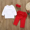 L'attrezzatura dei pantaloni dell'increspatura della maglietta dei vestiti infantili della neonata dei capretti del bambino 3pcs fissa la tuta spedizione gratuita