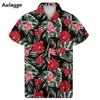 Camicia da uomo cubana estiva Piante tropicali Stampata Colletto rovesciato Sottile Manica corta Allentato Shir hawaiano 2020 Nuova Camisa Hombre