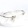 Wholesale- Open Bangle Luxury Designer Jewelry for Pandora 925 Sterling Silver Set CZ Diamond Women's Bracelet with Box