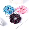 Scrunchie Stretch Headband Scrunchies Satin Printed Flower Floral Women Girls Elastic Hair Bands Accessories Hair Tie Ring Headdress 1017C