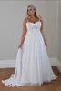 Modest Plus Size Wedding Dress Beach Chiffon A Line Floor Length Spaghetti Straps Lace up Back Simple Elegant Boho Bridal Gowns