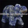 En gros 1.5 "/ 2" sculpté à la main naturel bleu Aventurine Sodalite Quartz cristal fétiche éléphant guérison gardien Statue Figurine artisanat 10 pièces