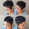 Pelucas de cabello humano Pixie Cut corto ninguno Frente de encaje Recto con bebé estilo africano peluca brasileña para mujer para mujer negra