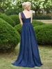 Magnifique one épaule sexy Navy Bridesmaid Long Mariffon Prom Robe en ligne Maid d'honneur Robes de soirée Tempérament Es 0505