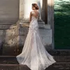 Lace Wedding Dress Illusion Neckline Appliques Vintage Bridal Gowns Robe De Mariage Sheath Sheer Back Vestido4787310