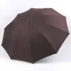 Nuovo ombrello pieghevole a tre grandi uomo commerciale grande telaio robusto uomo antivento resistente ai raggi ultravioletti 10k parasole nero5174365