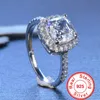 YHAMNI certificado enviado lujo 10%% Original plata 925 8 8mm 2 quilates cristal cuadrado Zirconia anillos de boda de diamantes para mujer 312D