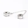 Partihandel-CZ Diamond Charm Charm för Pandora 925 Sterling Silver Silikon Säkerhetskedja Armband Smycken Med Original Box