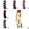 Vrouwen lange losse maxi jurken zomer bohemia bloemen bloem print vloer v nek furcal pocket korte mouwen lengte casual jurken ljja2552