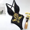 High Quality One Piece Bikini Swimwear Women 2020 Sexy V Neck Print Swimsuit Female Summer New Backless Bathing Suit Brazilian Biquini