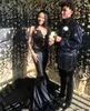 Sexy Mermaid African Prom Dress with Feather Sheer Lace Halter Black Girls Graduation Party Dress Evening Vestidos