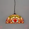 Стиль Тиффани Подвеска лампы Витражи Тень Зеленый Красный Vintage Light Decor Гостиная висячие Свет Спальня