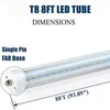 8 FT LED 튜브 단일 핀 FA8 LED 전구 8FEET 8FT LED 튜브 램프 형광등 튜브 라이트 V 모양의 튜브 5000K 6000K