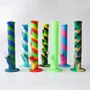 Silicone Water Pipe Glass Bong Dab Rig with 14.4mm Joint 14.4inches Silicone bong Oil Rigs DHL Free