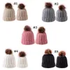 Parentchild Pom Beanie Anne Baby çocuklar eşleşen örgü yün pom bobble şapka kış sıcak bere kapağı ooa74337627002