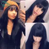 Straight Lace Front Human Hair Wigs with Bangs Virgin Brazilian Lace Front Wigs Bangs Pre Plucked for Black Women with Baby Hair2322