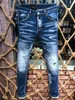 2020 Mode Heren Buitenlandse Handel Jeans Broek Motorfiets Biker Mannen Wassen om de oude vouwbroek Casual Runway Denim Maat 46-54