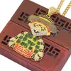 Collier avec pendentif Clown de dessin animé glacé pour hommes, bijoux Hip Hop, chaîne cubaine en or de 76cm, à la mode, 252R